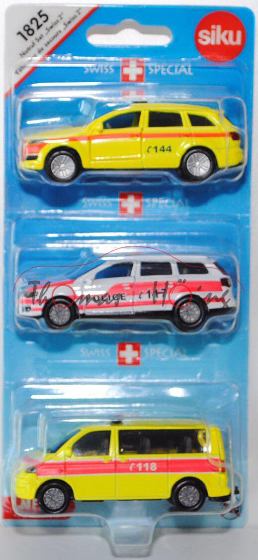 03900 Notarzt Swiss 2, bestehend aus 1429 Audi Q7 leuchtgelb C144 + 1307 VW Passat Variant reinweiß 