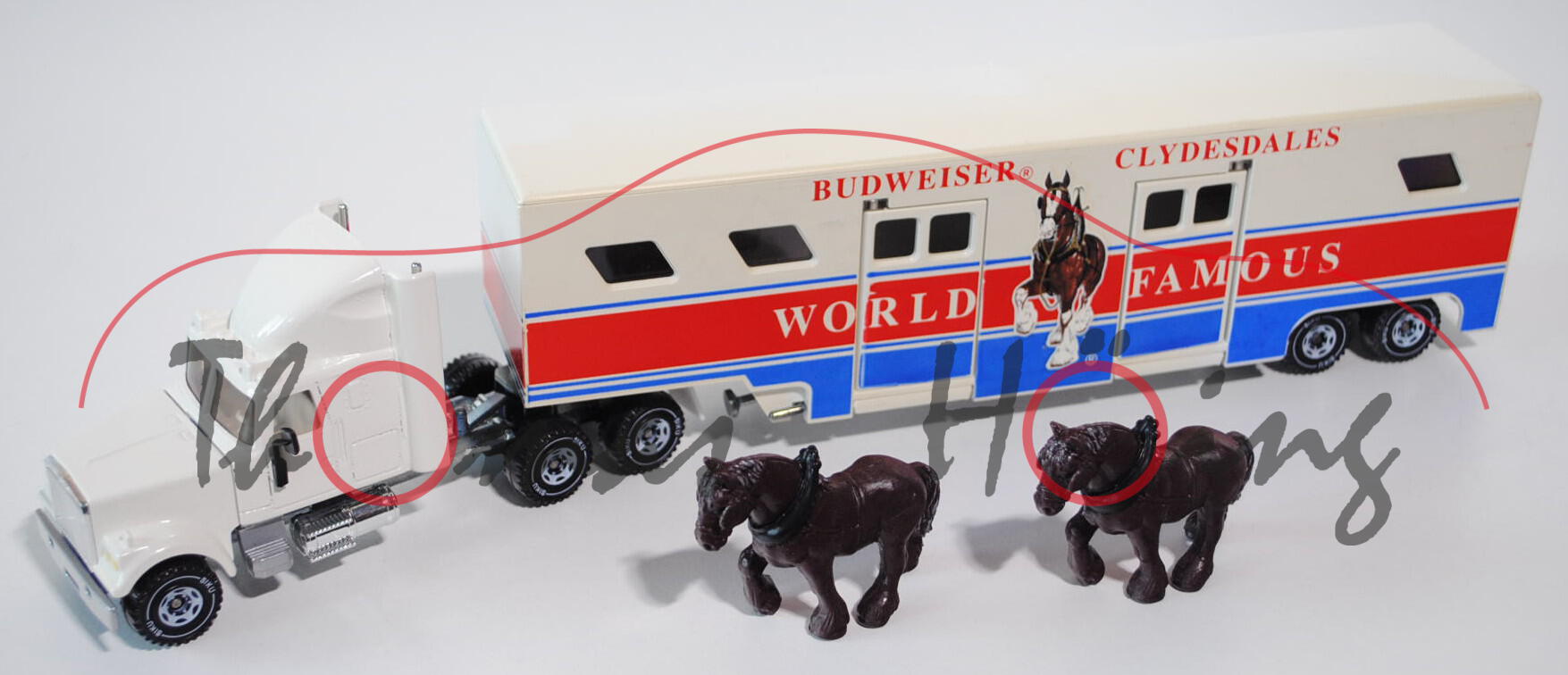 00000 White Pferdetransporter, cremeweiß/silbergraumetallic, BUDWEISER® CLYDESDALES / WORLD FAMOUS,