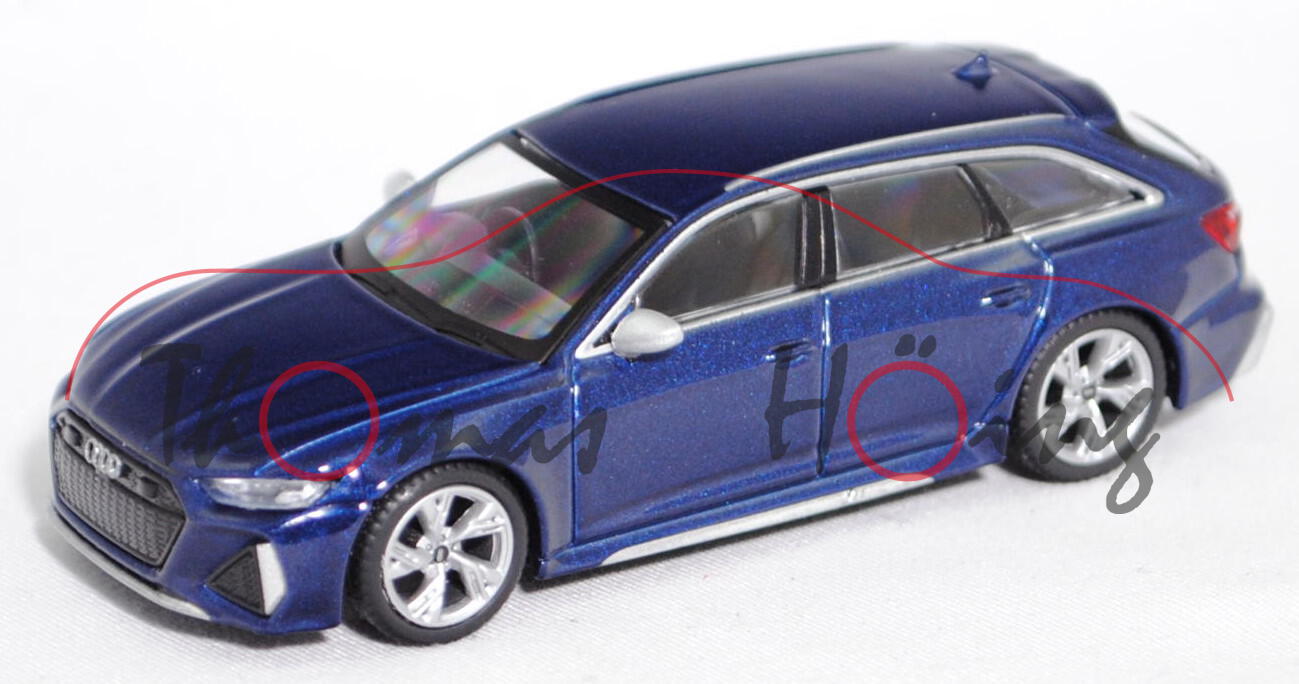 Audi RS 6 Avant (C8, Typ 4K/F2, Mod. 19-), navarrablau perleffekt, RHD, TrueScale MINI GT, 1:64, mb