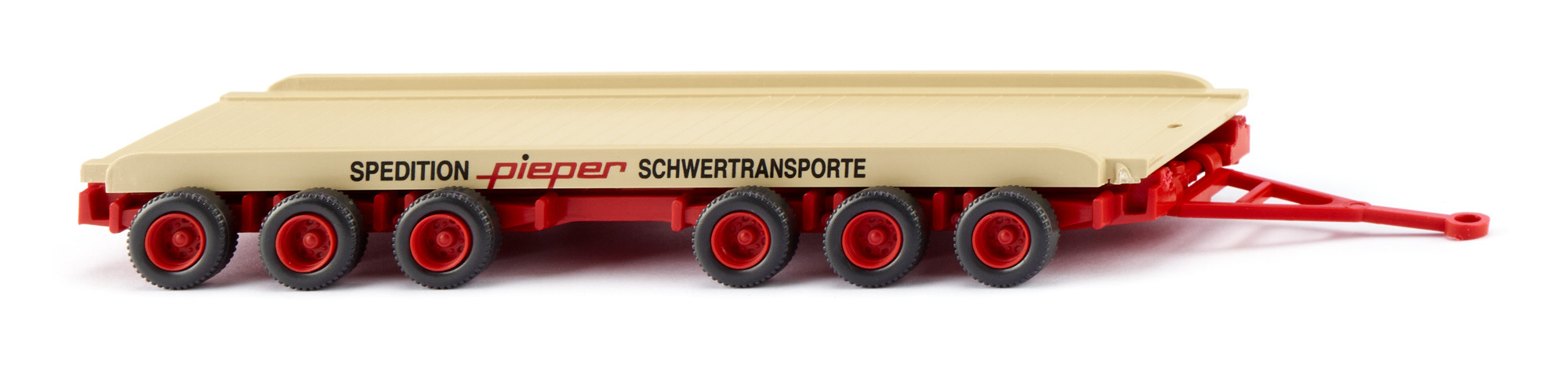 Straßenroller Culemeyer (Modell 1942-1949), Straßenroller mit Deichsel feuerrot, Rampe grünbeige, SPEDITION pieper SCHWERTRANSPORTE, Wiking, 1:87, mb