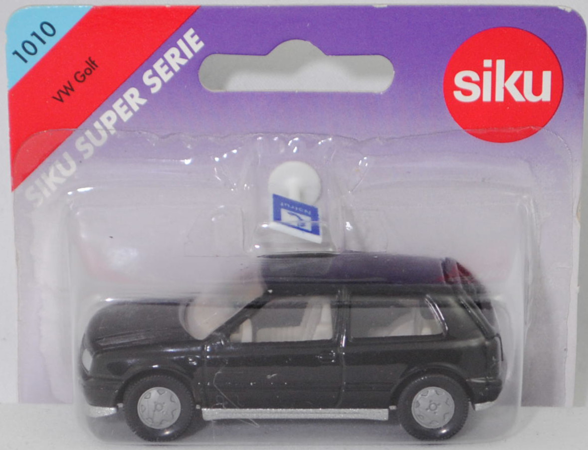 00004 VW Golf III 1.8 GL (Typ 1H, Vorfacelift, Modell 1991-1994), schwarz, innen grau, Lenkrad grau, Chassis silber, Hong, Bpr. 1010 / 0842, SIKU SUPER, 1:56, P27