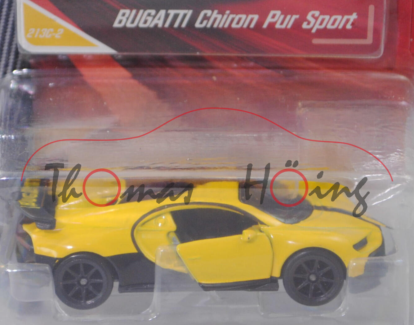 Bugatti Chiron Pur Sport (Modell 2020-) (Nr. 213C), verkehrsgelb/schwarz, majorette, 1:65, Blister