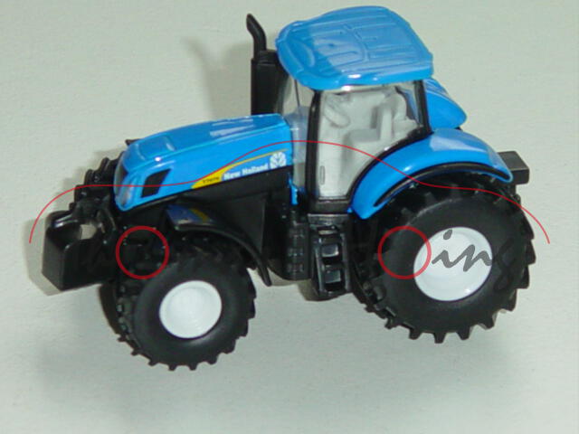 00000 New Holland T7070 Traktor (Modell 2009-2011), hell-signalblau/schwarz, 1:87, L17mpK