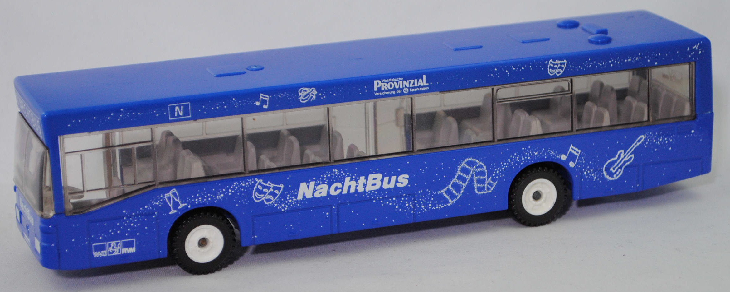 Mercedes-Benz O 405 N Niederflur-Linienomnibus, blau, WVG RVM / NachtBus, SIKU, für WVG und RVM