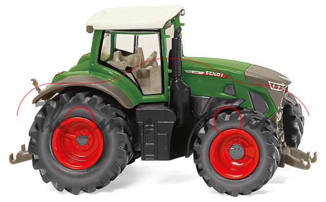 Fendt 942 Vario (6. Gen., Typ MY 2020, Modell 2019-), Fendt-grün/weiß, Felgen rot, Wiking, 1:87, mb