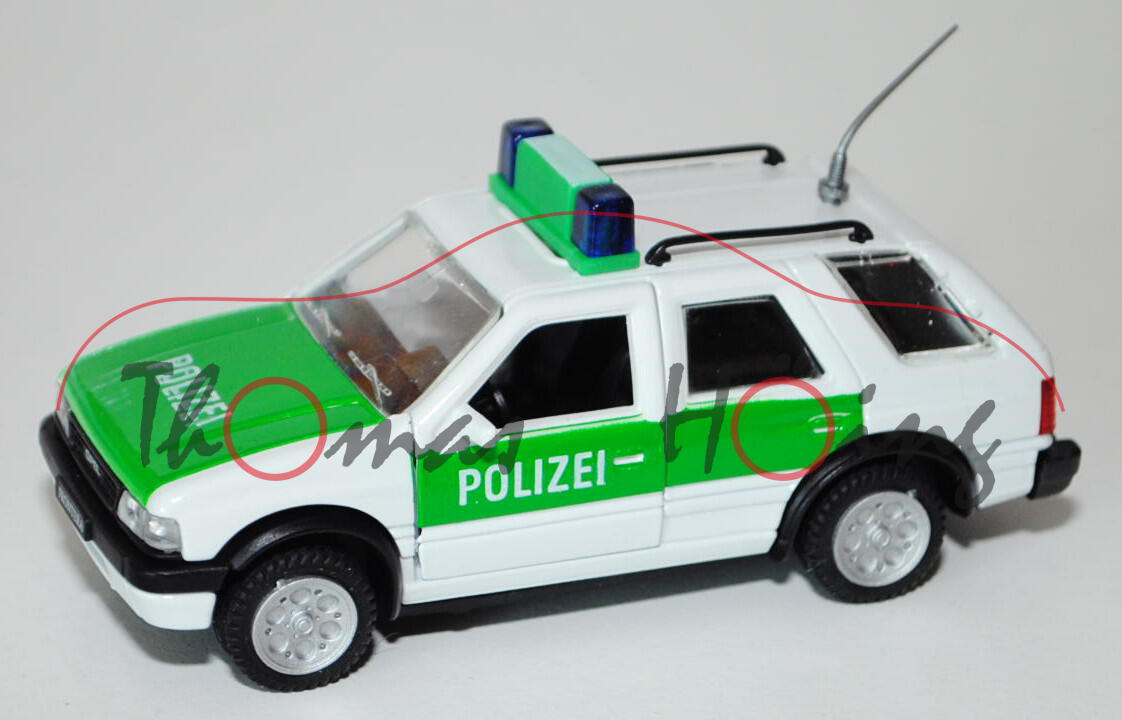 Opel Frontera (Typ A, Fünfürer) Polizei, Modell 1991-1995, reinweiß/gelbgrün, POLIZEI (auf Motorhaub