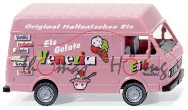 VW LT 28 Verkaufswagen, Modell 1975, hellrosa, Original italiänisches Eis / Eis Gelato / Venecia / L