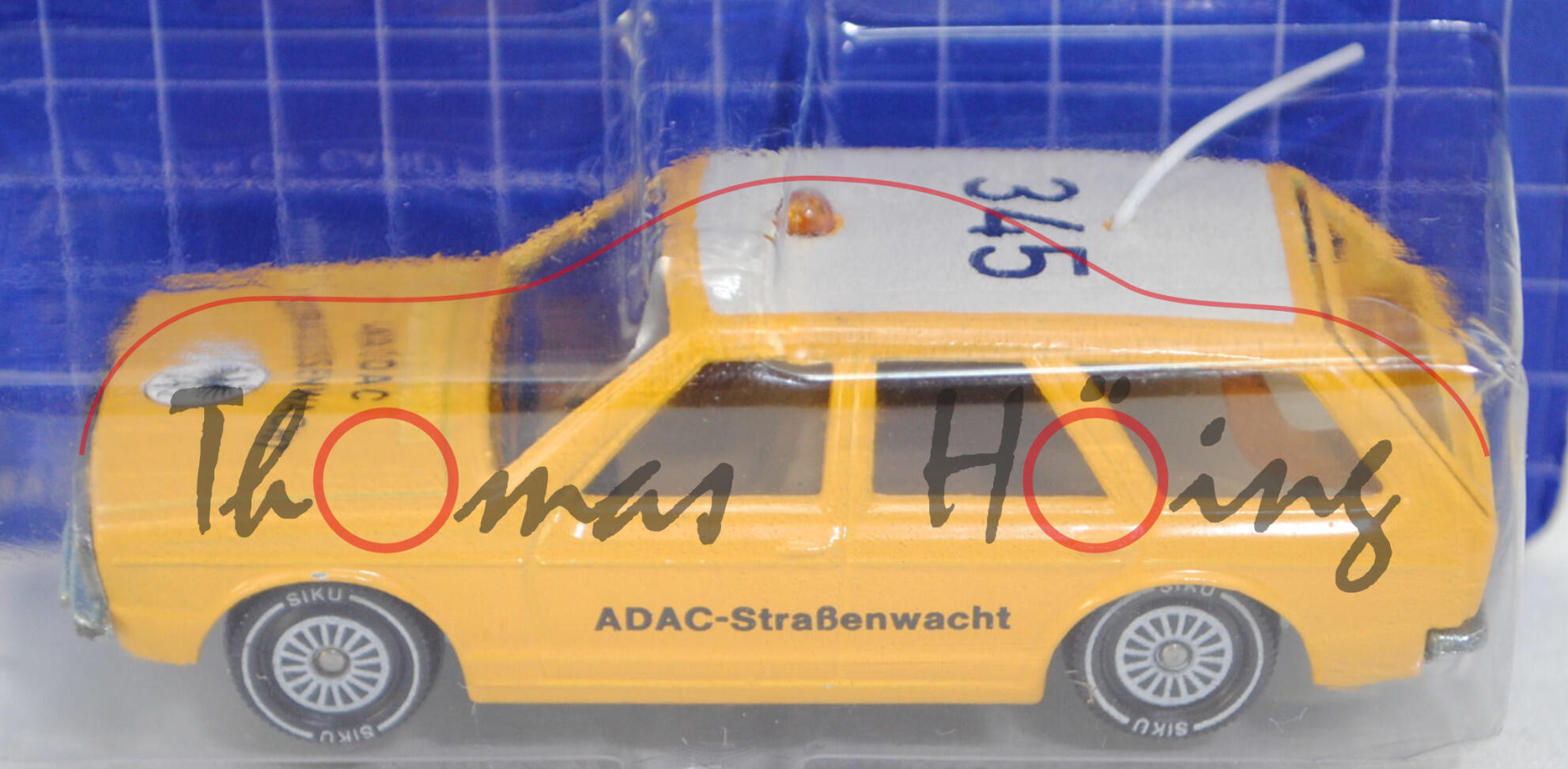 00001 VW Passat Variant LS (B1, Typ 33, Modell 1974-1975) ADAC-Pannenhilfe, kadmiumgelb, ADAC / STRASSENWACHT, R11 gerillt, SIKU, 1:55, P22 EUROBUILT