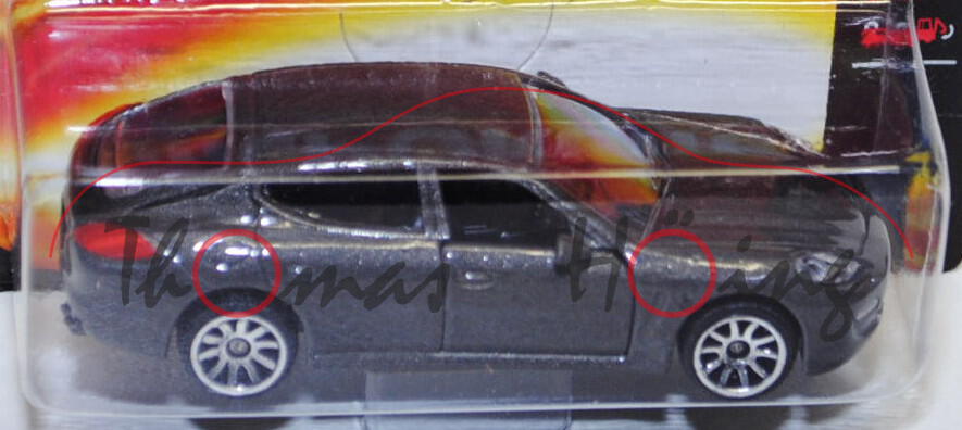 Porsche Panamera (Nr. 209 B), umbragraumetallic, Türen zu öffnen, majorette, 1:64, Blister