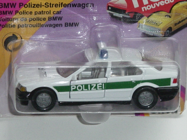 00000 BMW 320i (Baureihe E36, Modell 1992-1996) Polizei-Streifenwagen, reinweiß/hell-moosgrün, innen