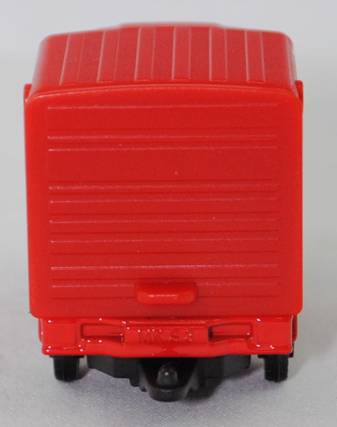 00001 Ape 50 2T E4 Kasten (Typ E4, Modellcode E33L000A40, Modell 2019-), verkehrsrot (red sprint), Chassis ohne kleine Niete vor der Hinterachse, SIKU SUPER, 1:43, P29e