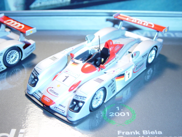 3x Audi R8R, Le Mans 2000 / 2001 / 2002, Biela/Kristensen/Pirro, Nr. 8 und 2x Nr. 1, Minichamps, 1:4