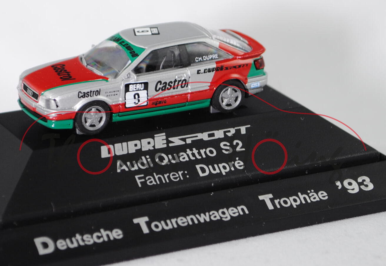 Audi Coupé S2 (B4, Typ 8C, Modell 1990-1995), silber/rot/grün, Deutsche Tourenwagen Trophäe DTT 1993