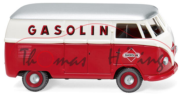 VW Transporter T1 1100 Kastenwagen (Typ 2 T1, Mod. 1950-1954), weiß/rot, GASOLINE, Wiking, 1:87, mb