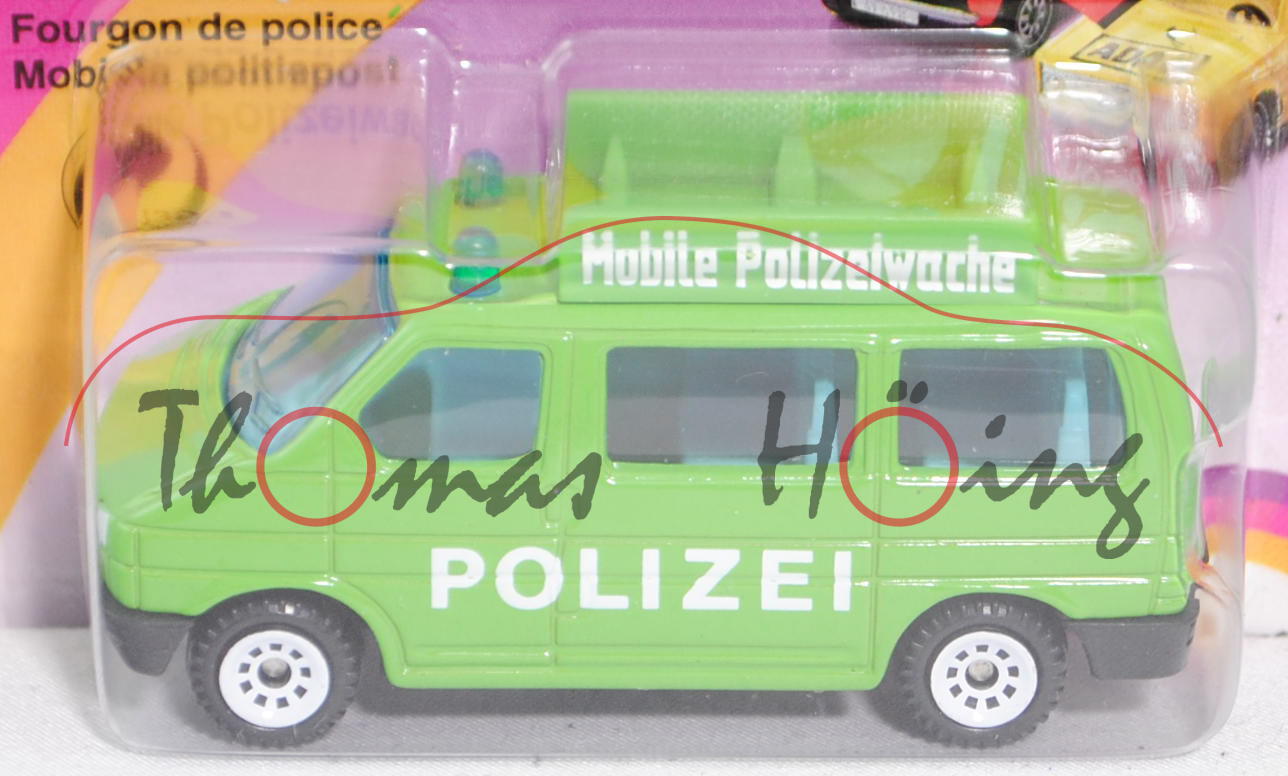 VW T4 Caravelle (Modell 1990-1995) Mobile Polizeiwache, gelbgrün, innen lichtgrau, Lenkrad integrier