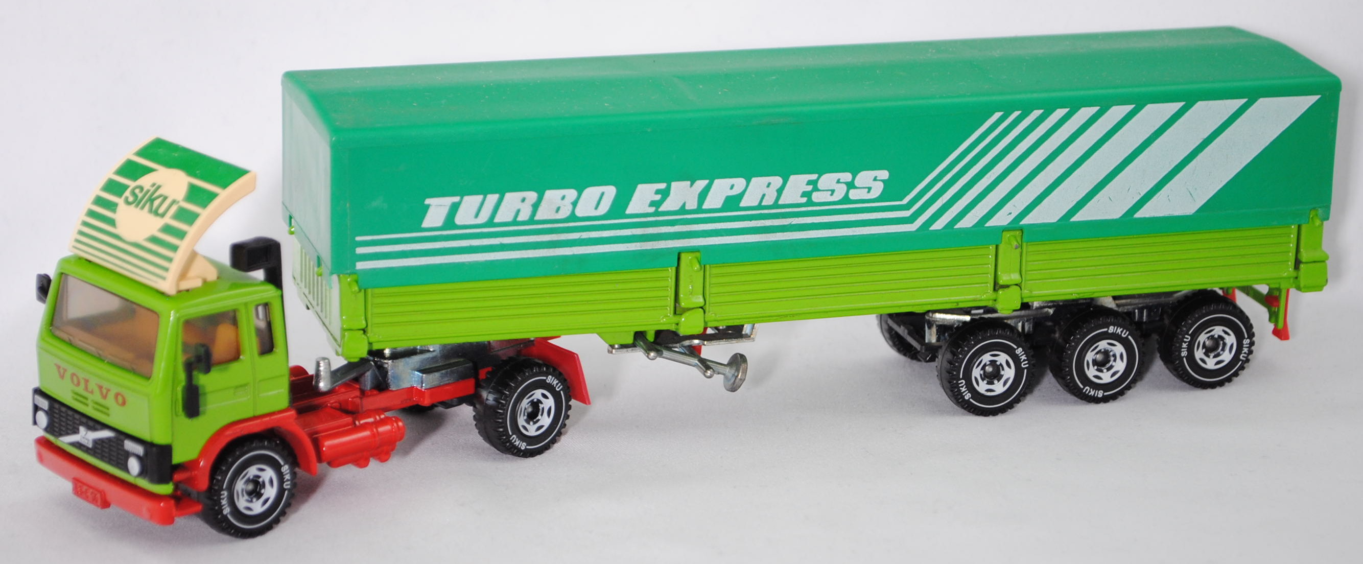 00000 Volvo F7 Turbo 6 (Modell 1978-1984) Sattelzug mit Plane, gelbgrün/verkehrsrot, TURBO EXPRESS