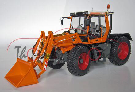 Fendt Xylon 524 Kommunal mit Frontlader (Ausführung 1994 - 2004), hellorange/grau, Türen + Heckschei