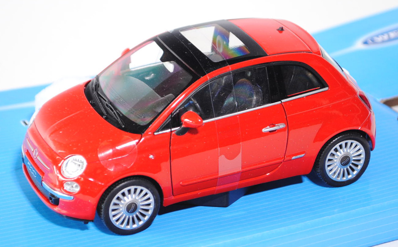 Fiat 500, Modell 2007-, passione rot, WELLY, 1:24, mb