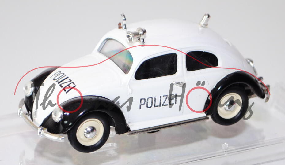 VW Käfer Standardlimousine (Typ 11) (Brezelkäfer) Polizei, Modell 1949, reinweiß/schwarz, POLIZEI, 1