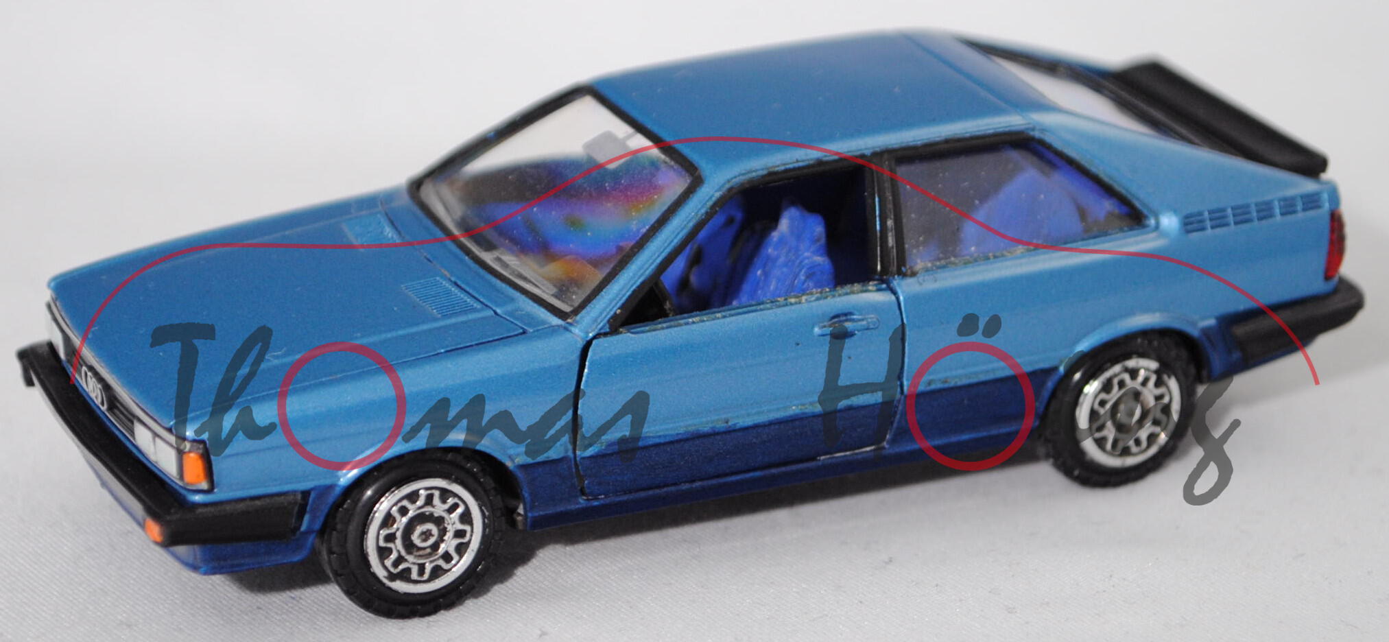 Audi Coupé GT 5S (B2, Typ 81C, VFL, Modell 1980-1983), hell-azurblaumetallic, Conrad, 1:43 (Umbau)