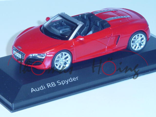 Audi R8 Spyder, Modell 2010-, brillantrot, innen schwarz, Schuco, 1:43, Werbeschachtel