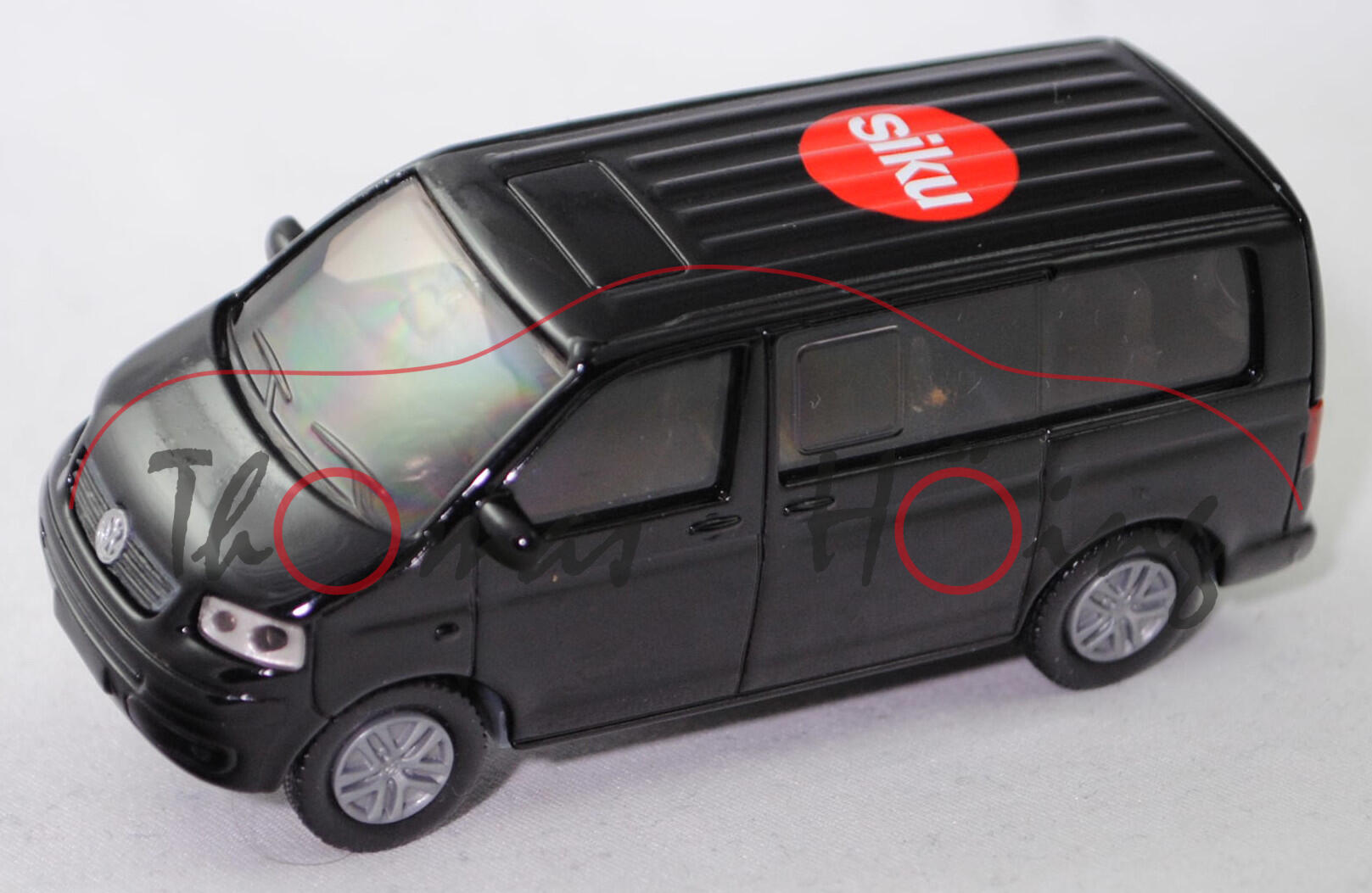 99900 VW T5.1 Multivan 3.2 V6 4MOTION (Modell 2003-2009), schwarz, siku-Logo, SIKU, 1:58,  Werbebox mit Aufkleber m-