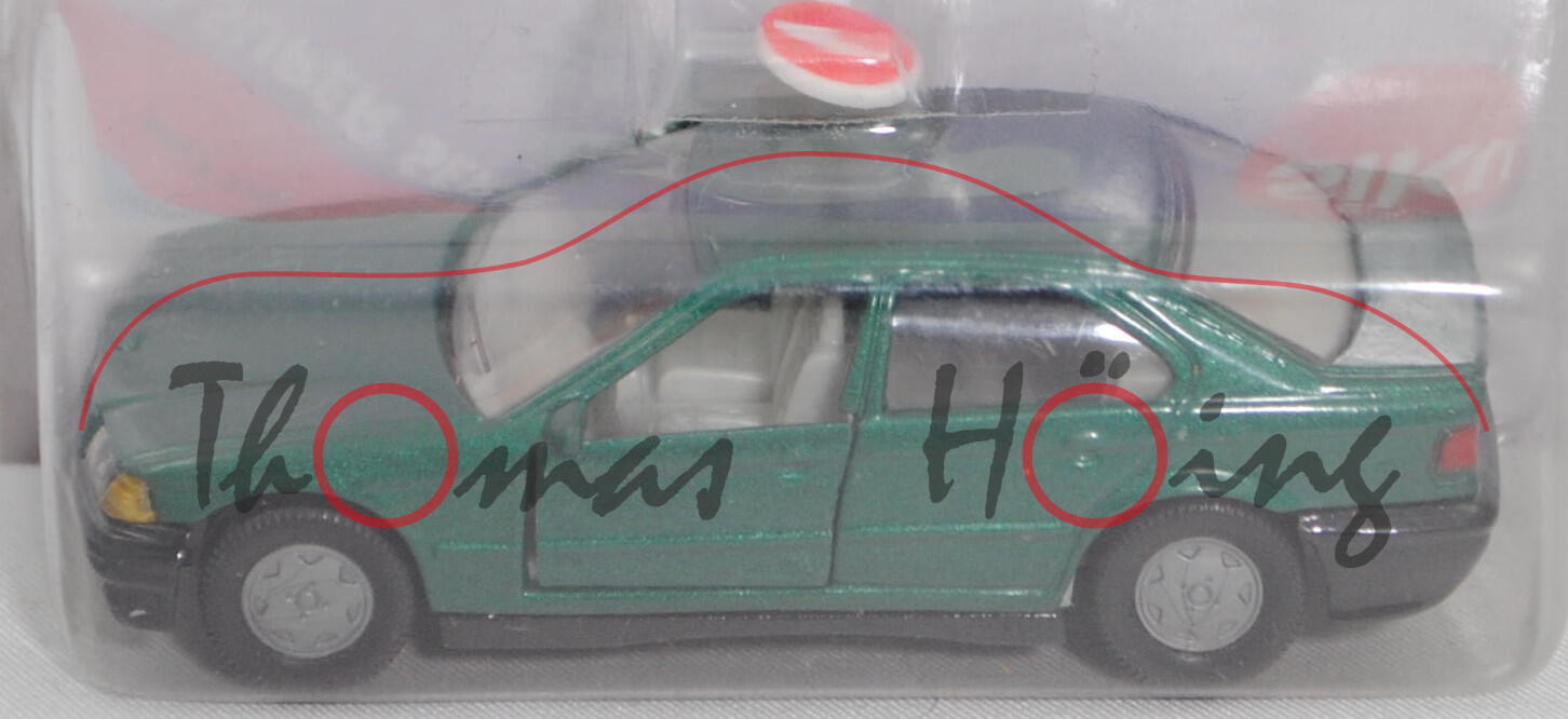 00000 BMW 325i Limousine (Baureihe E36, Modell 1990-1992), moosgrünmetallic, SIKU, 1:55, P27