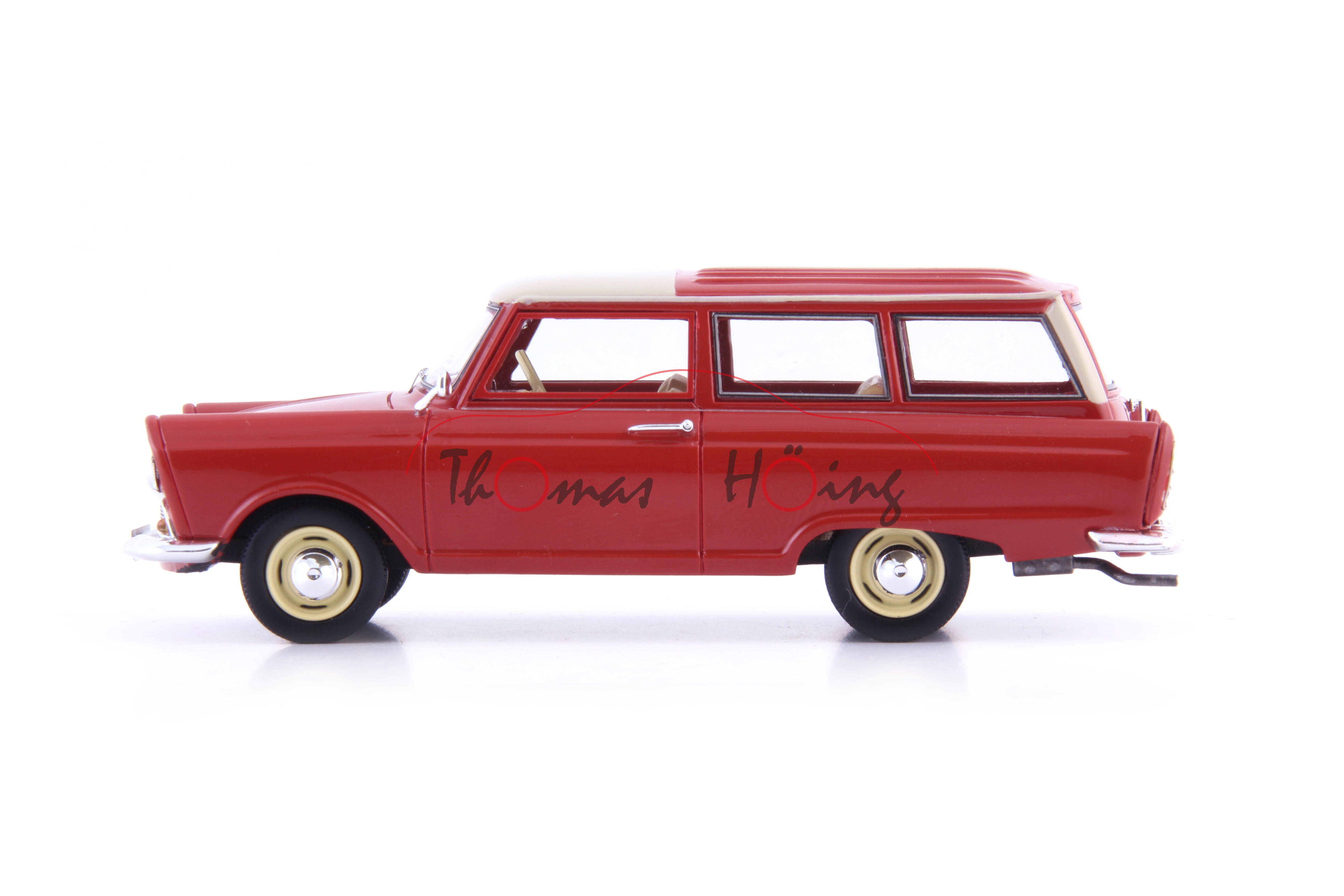 DKW F11 Universal (Prototyp, Typ F11 '60, Modell 1961), korallenrot/grau, autocult, 1:43, PC-Box