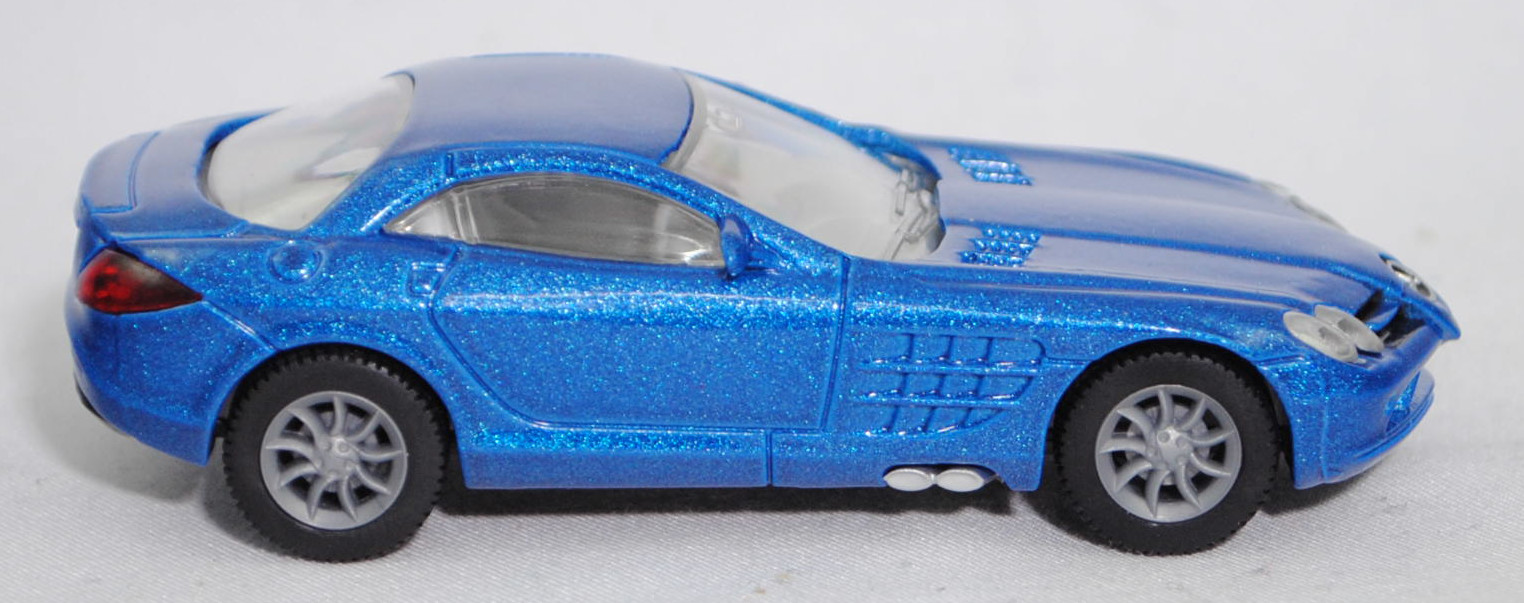 00002 Mercedes-Benz SLR McLaren (1. Generation, C 199, Modell 2004-2008), verkehrsblaumetallic, Bpr. 1004, B25a / B25b silbergrau, SIKU SUPER, 1:55, m