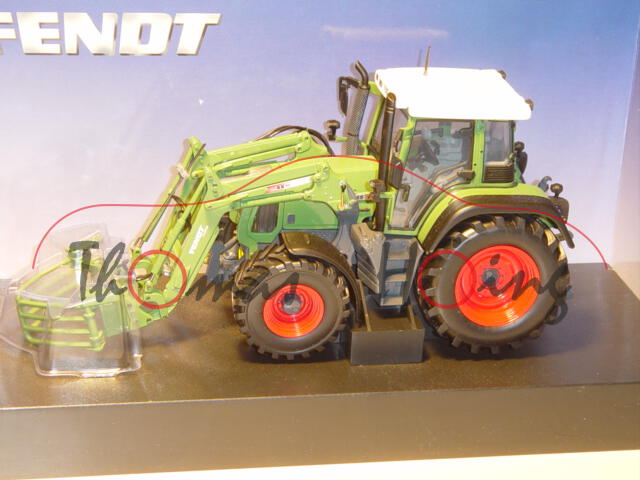 FENDT 415 Vario mit Ballenzange, resedagrün/grau, Universal Hobbies, 1:32, Werbeschachtel