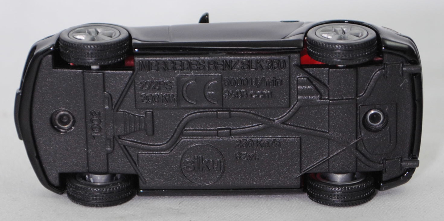 00004 Mercedes-Benz SLK 350 (interne Baureihenbezeichnung R 171, Vor-MoPf, Modell 2004-2008), schwarz, innen rot/schwarz, Bpr. 1002, SIKU SUPER, 1:55, m