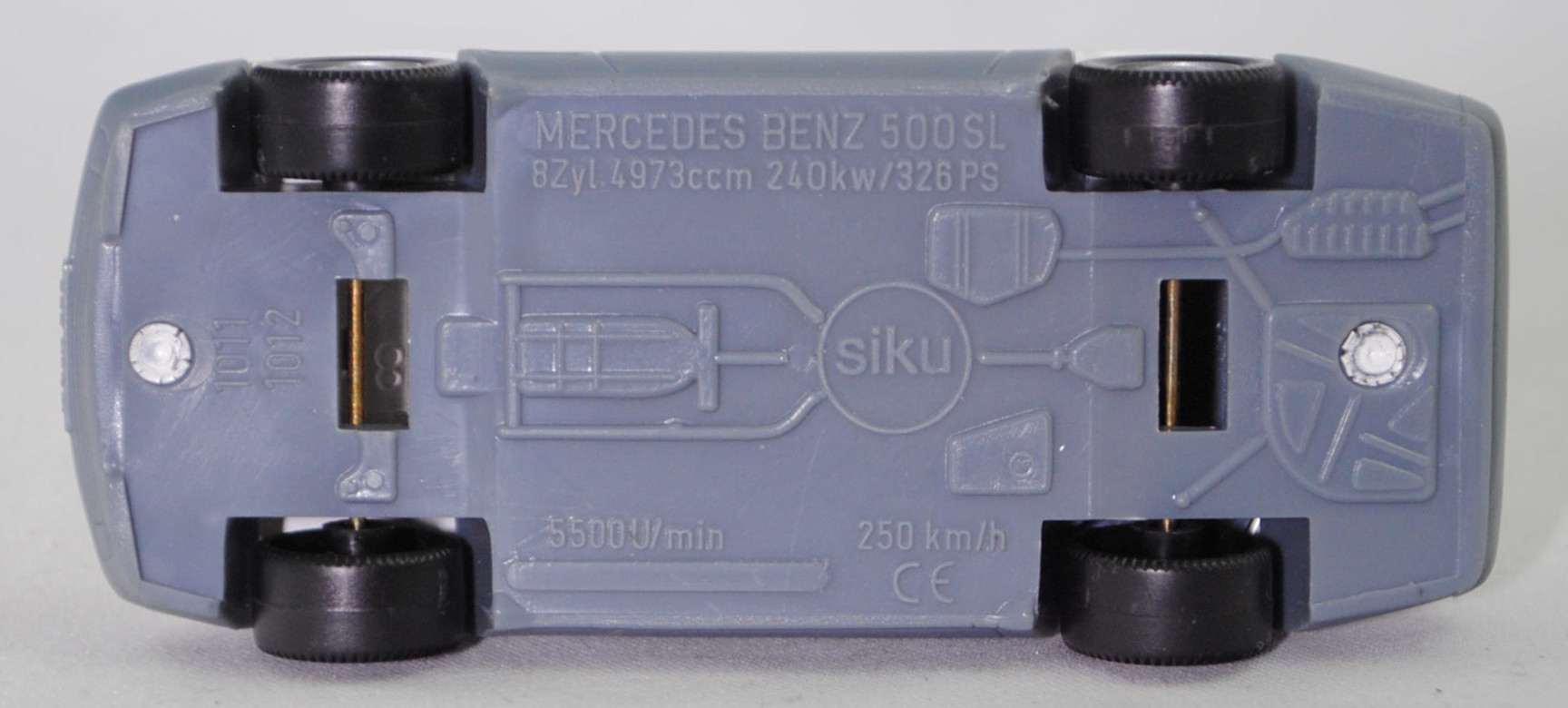 00004 Mercedes-Benz 500 SL mit Verdeck (Hardtop) (R 129, Modell 1989-1992), reinweiß/fehgrau, Scheibe seitlich  reinweiß, Heckklappe ohne Stern, Hong, B7, SIKU SUPER, 1:55, m