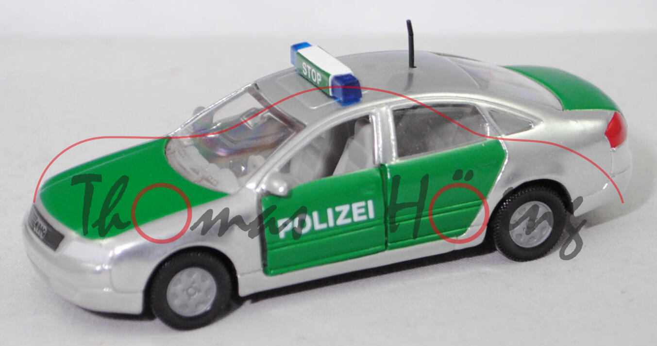 00000 Audi A6 1.9 TDI Advance (C5, Typ 4B, VFL, Mod. 97-01) Polizei-Einsatzfahrzeug, weißaluminiummetallic, POLIZEI, SIKU, 1:53