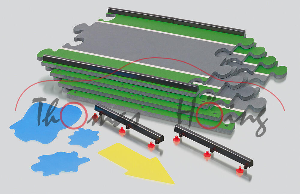 Zubehörpackung Gerade für SIKU Racing, Inhalt: 4x Fahrbahnstücke; 16x Banden; 48x Befestigungselemen