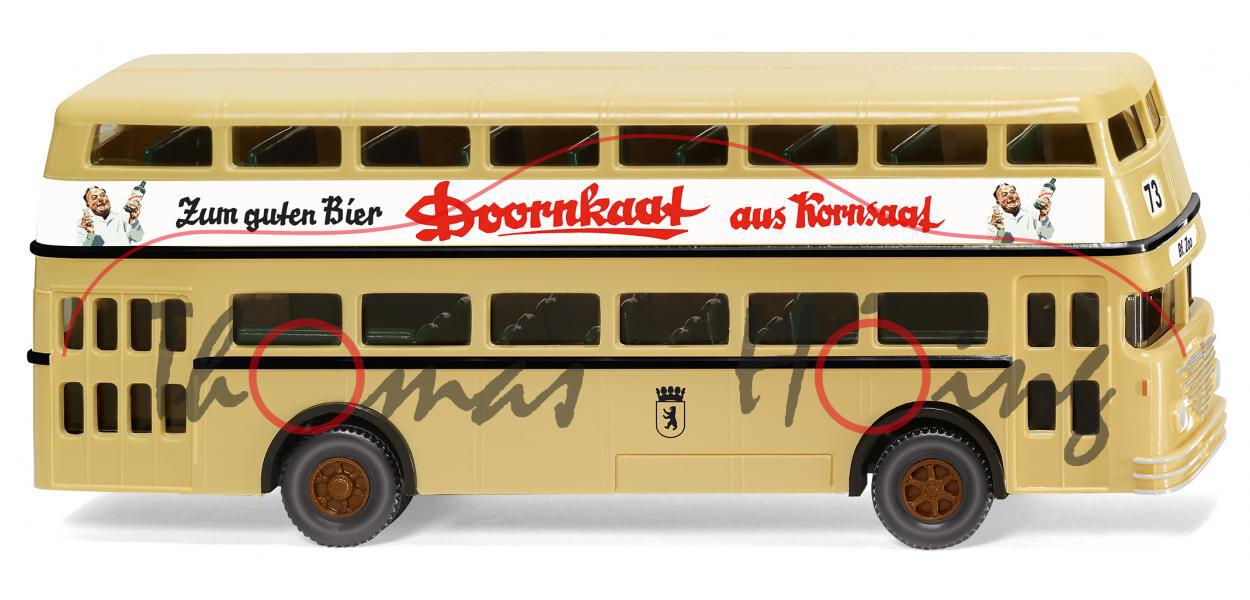 Büssing Doppeldeckerbus D2U (Mod. 51-64), beige, Zum guten Bier Doornkaat aus Kornsaat, Wiking, mb