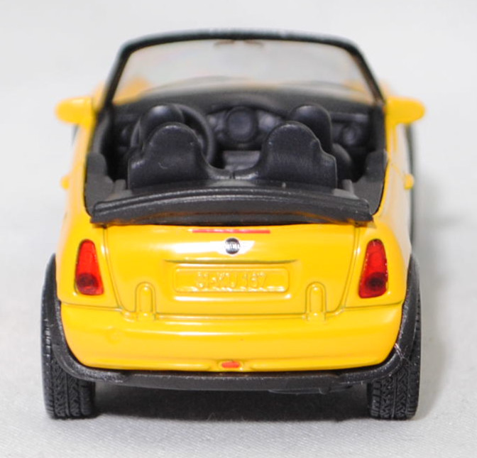00001 MINI Cooper Cabrio (1. Generation, R52, Vorfacelift, Modell 2004-2006), hell-signalgelb (mellow yellow beim Original), B26 silbergrau, SIKU SUPER, 1:52, m