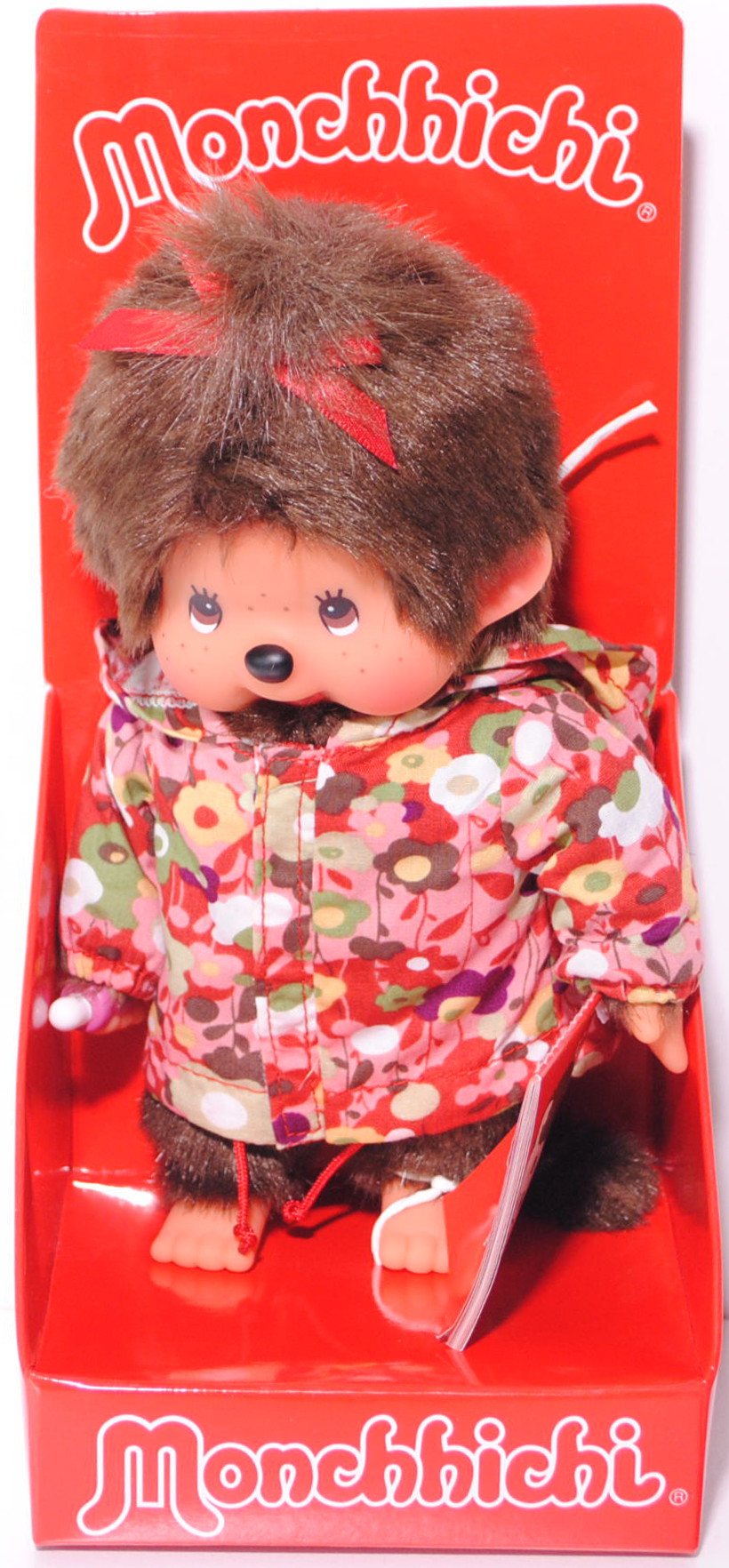 Monchhichi Pink Floral Parka Girl (Mädchen mit geblümten Parka), 20 cm groß, Sekiguchi