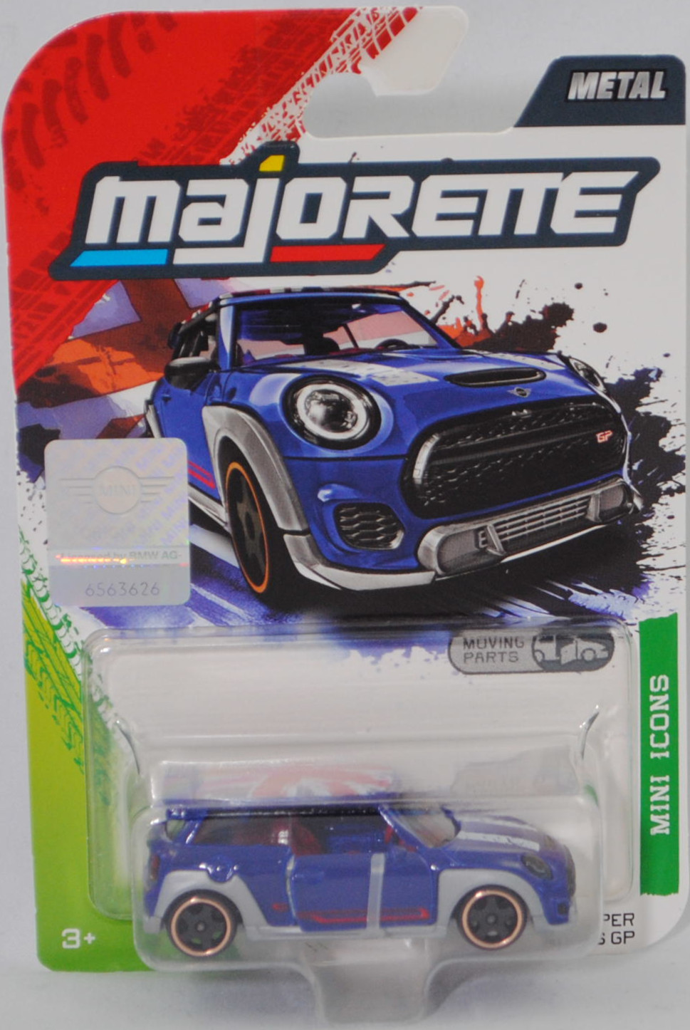 MINI John Cooper Works GP (F56, 1. Facelift 2018, Modell 2020-2020) (Nr. 265C), Karosserie ultramarinblau, Dach ultramarinblau, majorette, 1:58, Blister (MINI ICONS PREMIUM CARS)