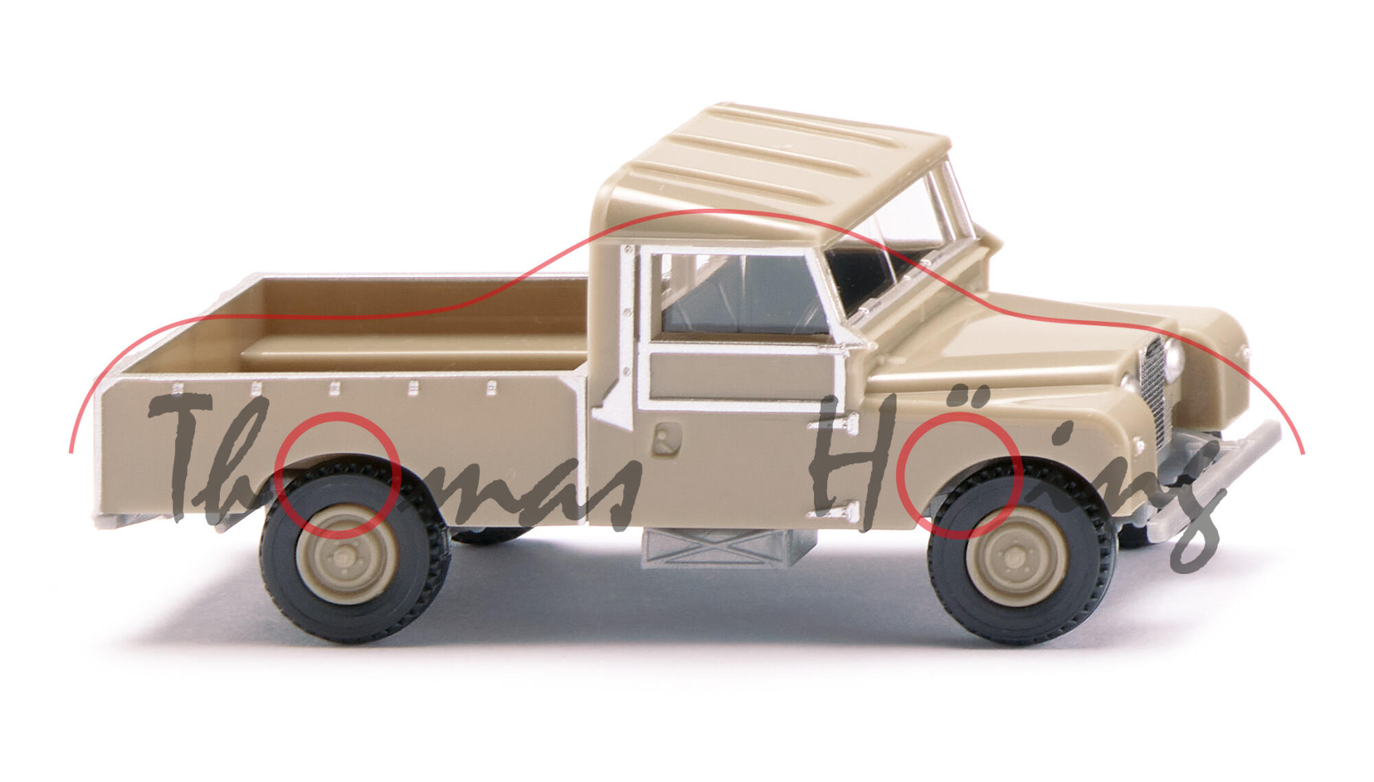 Land Rover 107 Pickup (1. Generation bzw. Serie I, Facelift 1951, Modell 1954-1957), cremebeige, Wiking, 1:87, mb