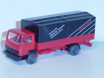 Mercedes 814 LKW, feuerrot/schwarz, Impocolor / Farbstoffe / Optische Aufheller / Textilhilfsmittel,