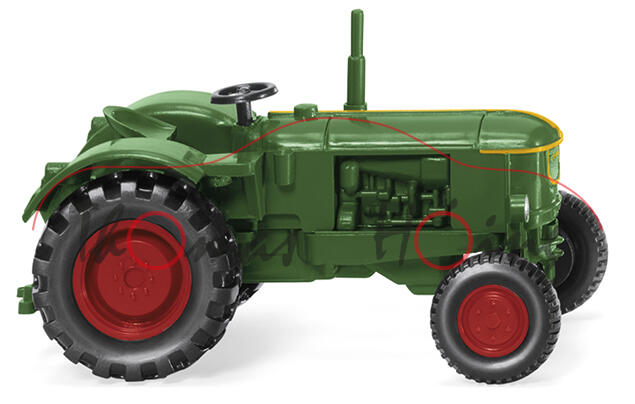 Deutz D 40 L (Modell 1962-1965), smaragdgrün, Felgen verkehrsrot, Wiking, 1:87, mb