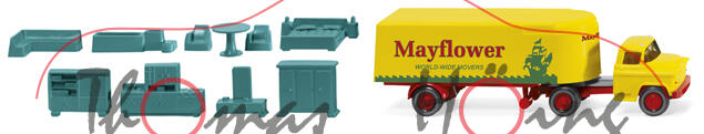 Chevrolet-LKW 5100 (Mod. 55-56) Koffersattelzug, rapsgelb, Mayflower / WORLD-WIDE MOVERS, 1:87, mb