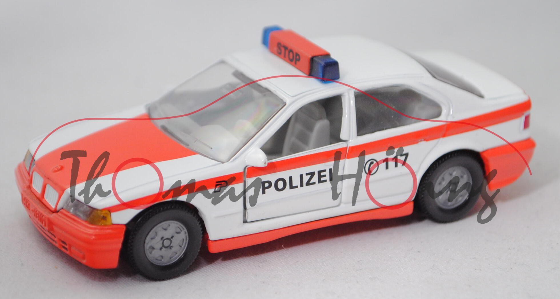 03900 CH BMW 320i (Baureihe E36, Mod. 92-96) Polizei-Streifenwagen, weiß/orange, P / POLIZEI C 117