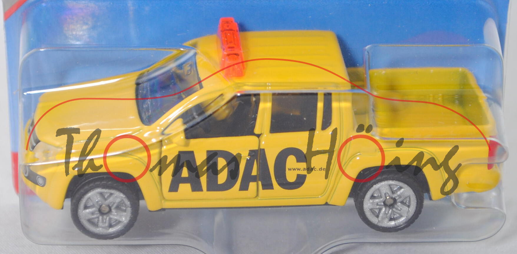 00003 VW Amarok I Pick Up (2H, Modell 2010-2016) ADAC, gelb, hohe Orangelichtleiste, 1:61, P29e