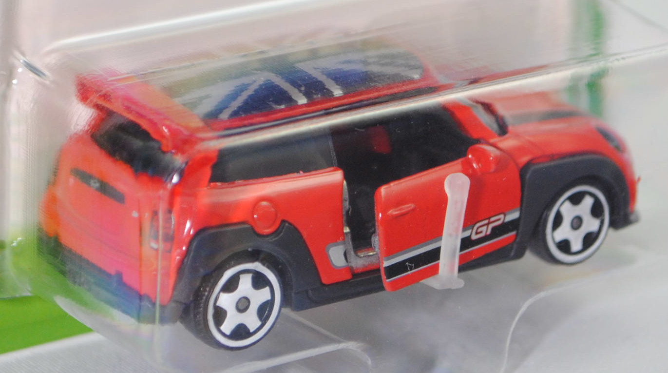 MINI John Cooper Works GP (F56, 1. Facelift 2018, Modell 2020-2020) (Nr. 265C), Karosserie hell-verkehrsrot, Dach schwarz, majorette, 1:58, Blister (MINI ICONS PREMIUM CARS)