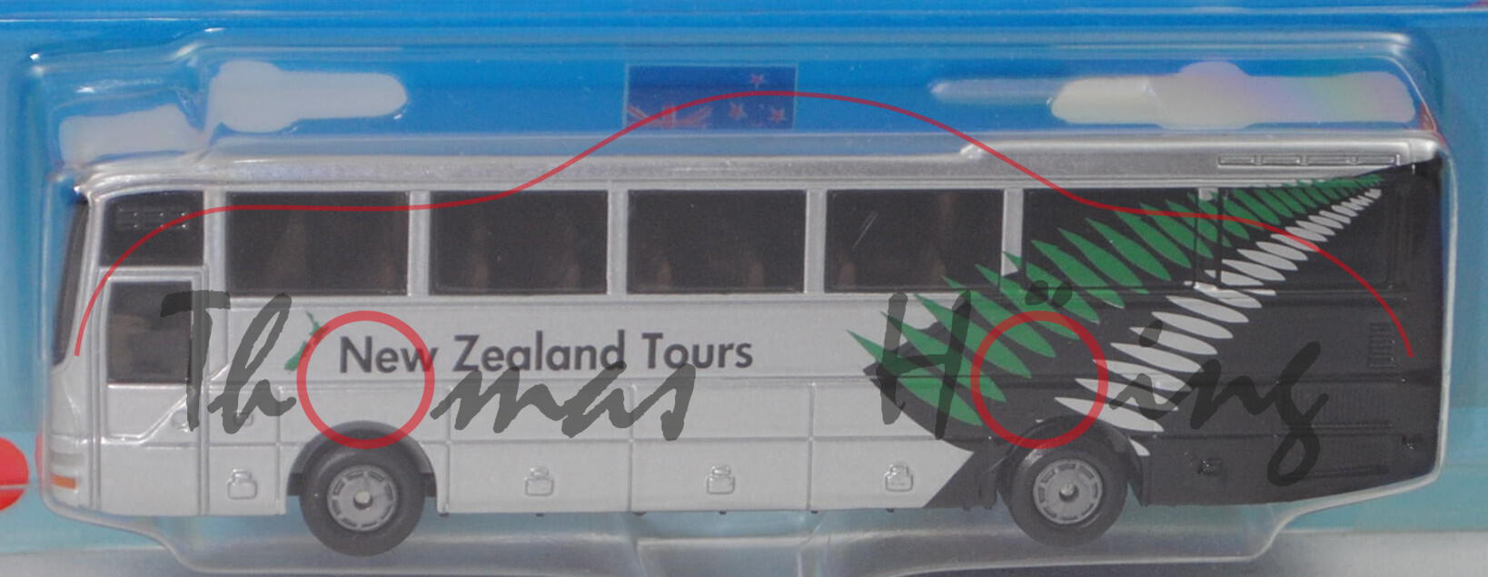 80400 NZ MAN Lion's Star A 03 Reisebus (Mod. 99-03), weißalu, New Zealand Tours, P29d Werbeblister