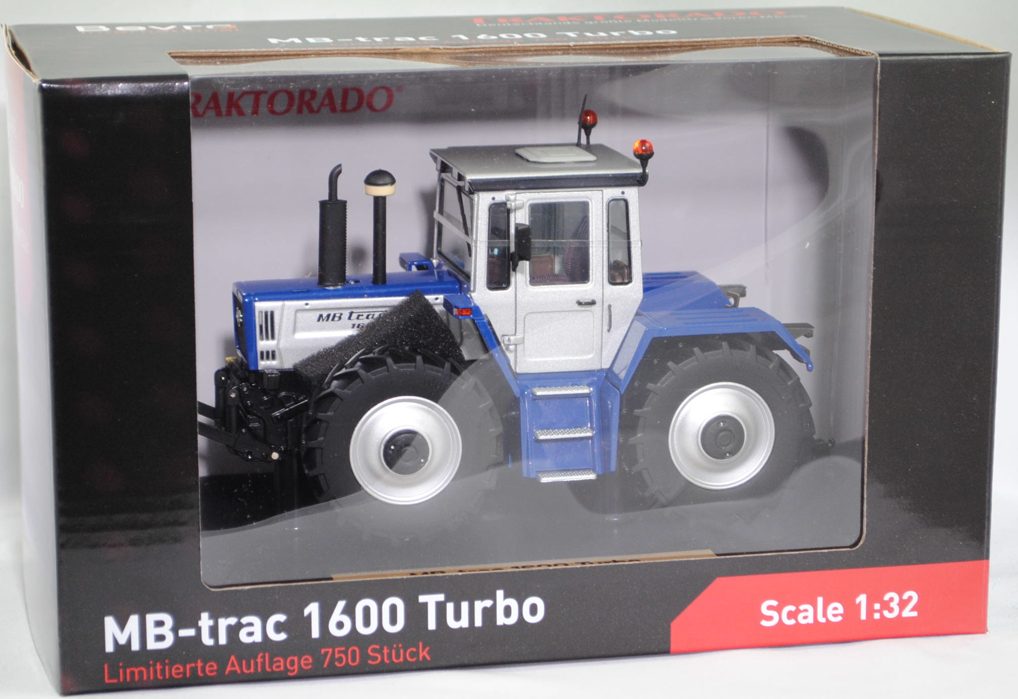 Mercedes-Benz MB trac 1600 turbo (Ausführung 1987-1991), silber/blau, Nummernschild NF TR2026, weise-toys by HOLLAND OTO, 1:32, mb (Limited Edition 750 pcs. TRAKTORADO® 2026)