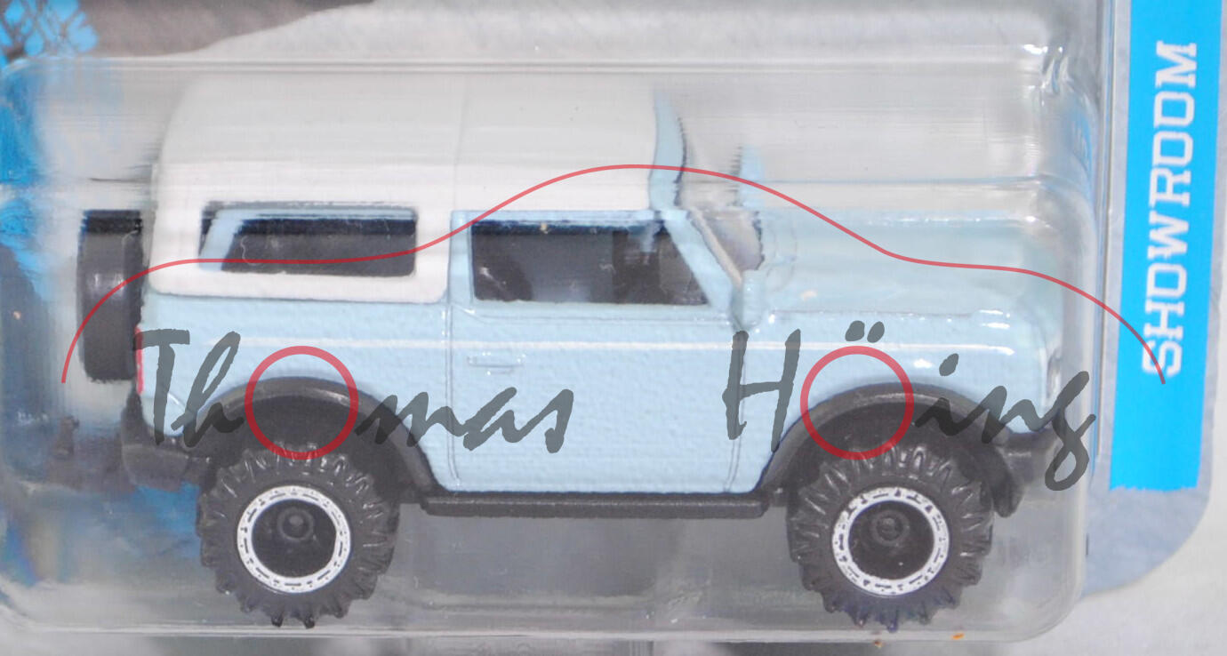 Ford Bronco™ WILDTRAK™ (6. Generation, U725, Modell 2021-) (Nr. 201F), blass-lichtblau, majorette, 1:62, Blister (SHOWROOM PREMIUM CARS)