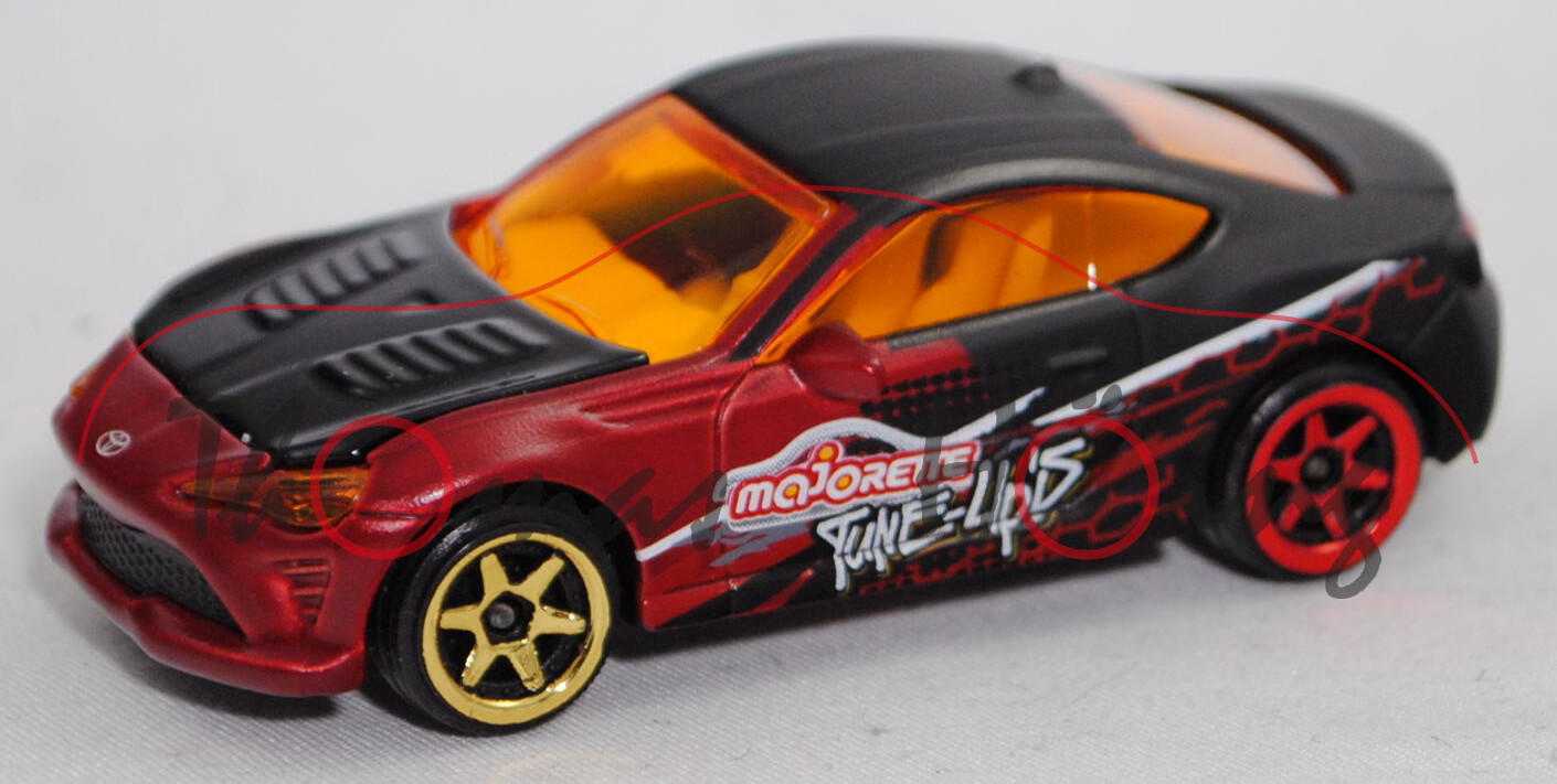 Toyota GT86 (Typ ZN6, Mod. 2016-2020) HACHI-ROKU / RACING, rotmet./schwarz, majorette, 1:58, mb