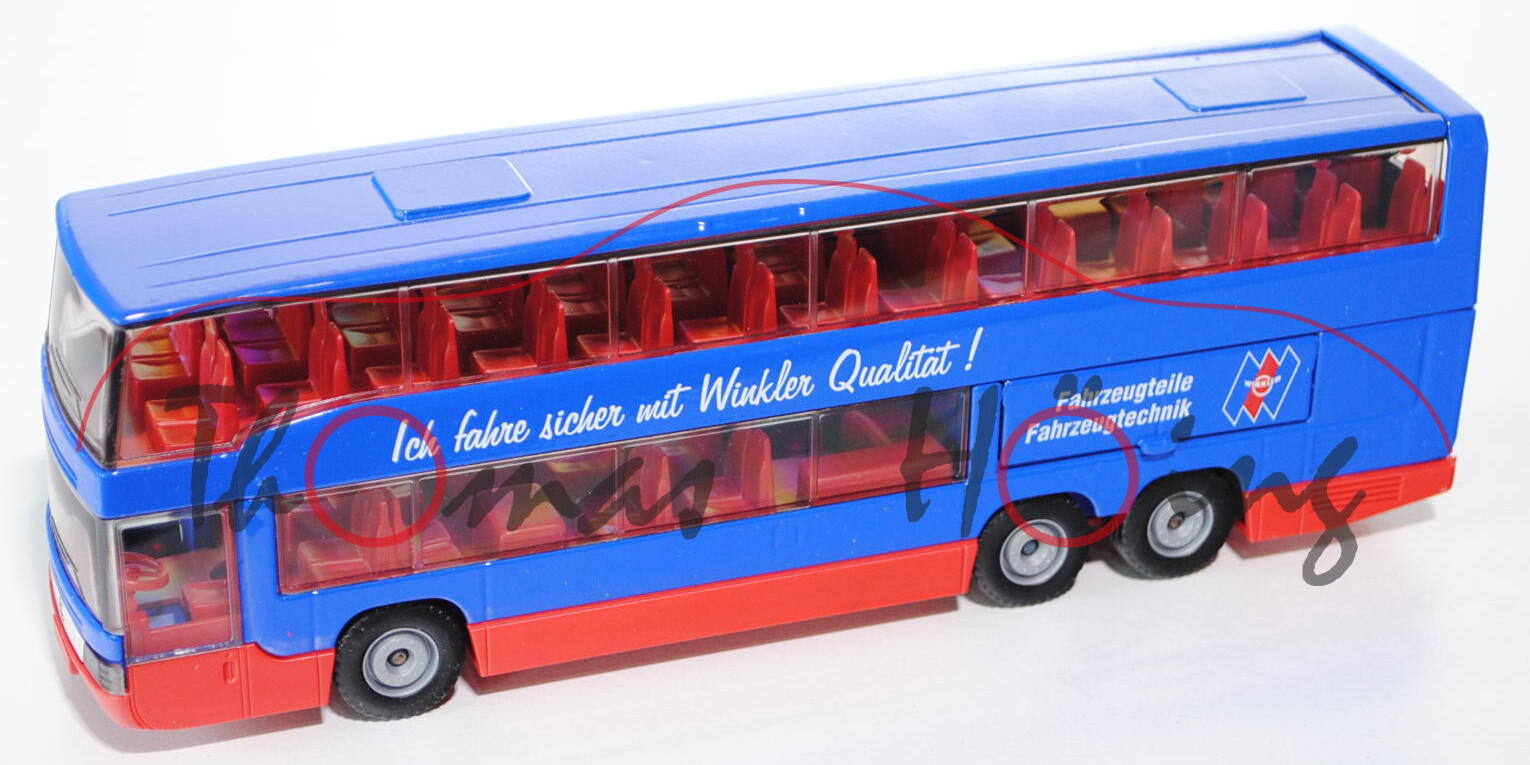 00401 Mercedes-Benz O 404 DD Reisebus, ultramarinblau/verkehrsrot, Ich fahre sicher mit Winkler Qual